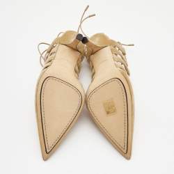 مملوكة مسبقًا Burberry Beige Velvet Pointed Toe Strappy Pumps Size 38