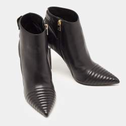 Burberry Black Quilted Leather Alexandra Pointed Toe Ankle Boots Size 40