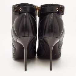 Burberry Black Quilted Leather Alexandra Pointed Toe Ankle Boots Size 40