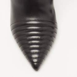 Burberry Black Quilted Leather Alexandra Pointed Toe Ankle Boots Size 40