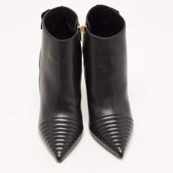 Burberry Black Quilted Leather Alexandra Pointed Toe Ankle Boots Size 40