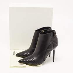Burberry Black Quilted Leather Alexandra Pointed Toe Ankle Boots Size 40