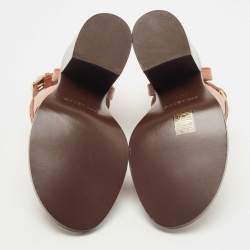 Pre Owned Burberry Brown Leather Bethany Tassel Detail Block Heel Ankle Strap Sandals Size 37