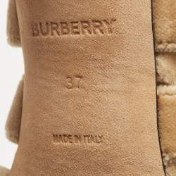 Pre Owned Burberry Beige Velvet Strappy Pointed Toe Ankle Wrap Pumps Size 37