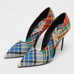 Pre Owned Burberry Multicolor Canvas Virna D'orsay Pointed Toe Pumps Size 40