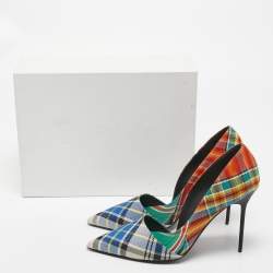 Pre Owned Burberry Multicolor Canvas Virna D'orsay Pointed Toe Pumps Size 40