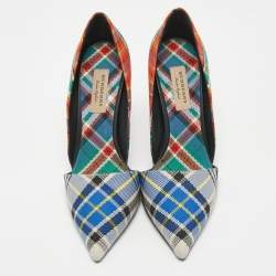 Pre Owned Burberry Multicolor Canvas Virna D'orsay Pointed Toe Pumps Size 40