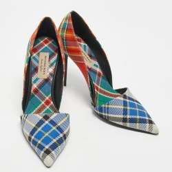 Pre Owned Burberry Multicolor Canvas Virna D'orsay Pointed Toe Pumps Size 40