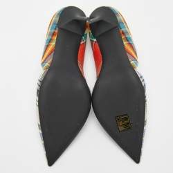 Pre Owned Burberry Multicolor Canvas Virna D'orsay Pointed Toe Pumps Size 40