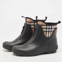 Burberry Vintage Check Neoprene Ankle Rain Boots - Size 9 / 39