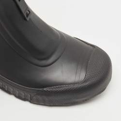 Pre Owned Burberry Black Rubber and Vintage Check Neoprene Rain Boots Size 37