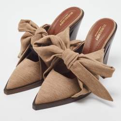 Burberry Brown Fabric Scarf Tie Mules Size 40