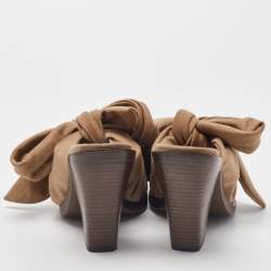 Burberry Brown Fabric Scarf Tie Mules Size 40