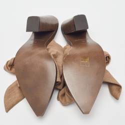 Burberry Brown Fabric Scarf Tie Mules Size 40