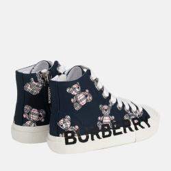 Buberry (Kids) Navy Blue - Canvas & Leather - High Top Kids Larkhall Sneakers - EU 32