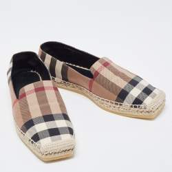Burberry Brown House Check Espadrille Flats Size 37