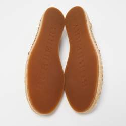 Burberry Beige Hodgeson Check Canvas Slip On Espadrilles Size 36