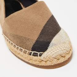 Burberry Beige Hodgeson Check Canvas Slip On Espadrilles Size 36