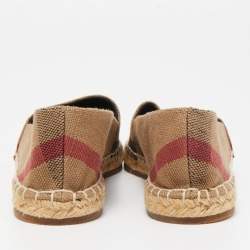 Burberry Beige Hodgeson Check Canvas Slip On Espadrilles Size 36