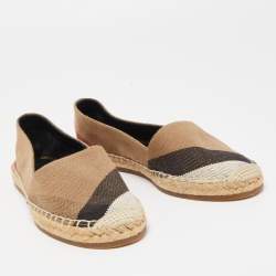 Burberry Beige Hodgeson Check Canvas Slip On Espadrilles Size 36