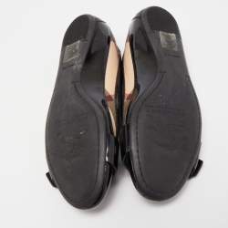 Pre Owned Burberry Black/Brown Canvas and Patent Ballet Flats Size 38