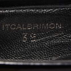 Pre Owned Burberry Black/Brown Canvas and Patent Ballet Flats Size 38