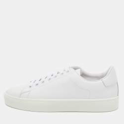 مملوكة مسبقًا حذاء رياضي بربري ويست فورد جلد أبيض بعنق منخفض مقاس 37.5