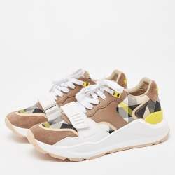 Burberry Multicolor Canvas and Leather Ramsey Low Top Sneakers Size 40