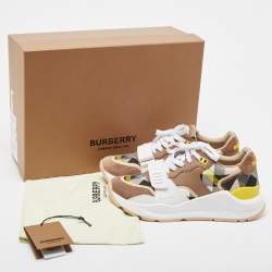 Burberry Multicolor Canvas and Leather Ramsey Low Top Sneakers Size 40