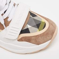 Burberry Multicolor Canvas and Leather Ramsey Low Top Sneakers Size 40