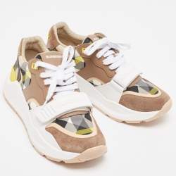 Burberry Multicolor Canvas and Leather Ramsey Low Top Sneakers Size 40