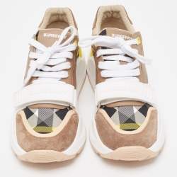 Burberry Multicolor Canvas and Leather Ramsey Low Top Sneakers Size 40