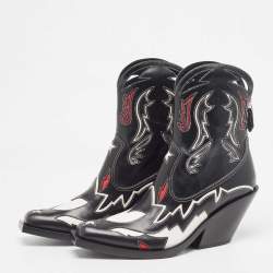 Pre Owned Burberry Multicolor Leather Cowboy Boots Size 38.5