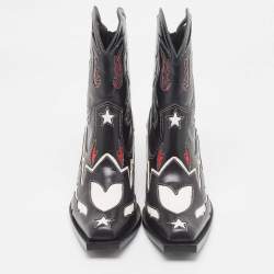 Pre Owned Burberry Multicolor Leather Cowboy Boots Size 38.5