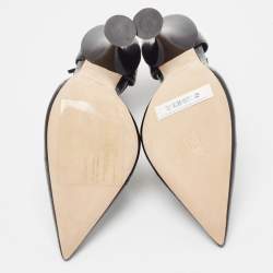 Pre Owned Burberry Black Snakeskin Leather Welton T Strap Ankle Wrap Pumps Size 37.5