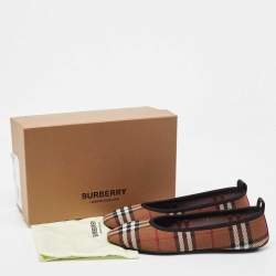 Pre Owned Burberry Brown Check Knit Fabric Ralf Ballet Flats Size 41