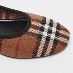 Pre Owned Burberry Brown Check Knit Fabric Ralf Ballet Flats Size 41