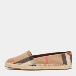 Burberry Brown House Check Canvas Hodgeson Espadrille Flats Size 41 Burberry TLC