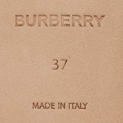 Pre Owned Burberry Gold Leather Flat Slides Size 37