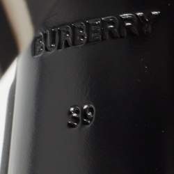 Burberry Black/White Leather Castlebar Ankle Strap Sandals Size 39