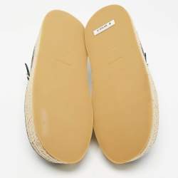 Pre Owned Burberry Black Leather Aldwych Platform Espadrille Flats Size 39