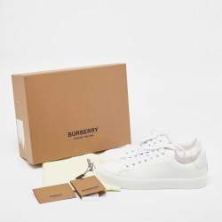 Pre Owned Burberry White Leather Westford Low Top Sneakers Size 39.5 