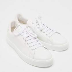 Pre Owned Burberry White Leather Westford Low Top Sneakers Size 39.5 