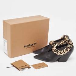 Burberry Black Leather Brierfield Chain Pumps Size 36