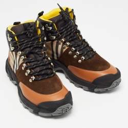 Burberry Multicolor Leather and Suede Tor Hiking Boots Size 36.5