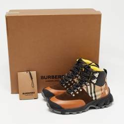 Burberry Multicolor Leather and Suede Tor Hiking Boots Size 36.5