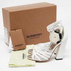 Burberry White Leather Split-Toe Hove Sandals Size 38