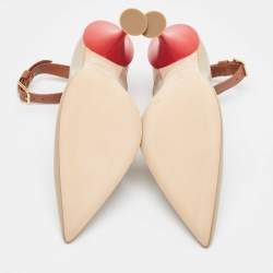 Pre Owned Burberry Brown Textured Leather Ankle Strap Pumps Size 40