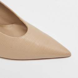 Pre Owned Burberry Brown Textured Leather Ankle Strap Pumps Size 40