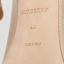 Pre Owned Burberry Brown Textured Leather Ankle Strap Pumps Size 40